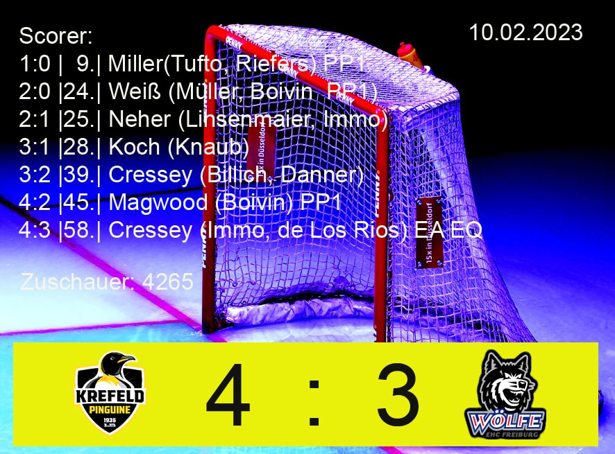 Krefeld Pinguine vs. ERC Freiburg 10.02.2023