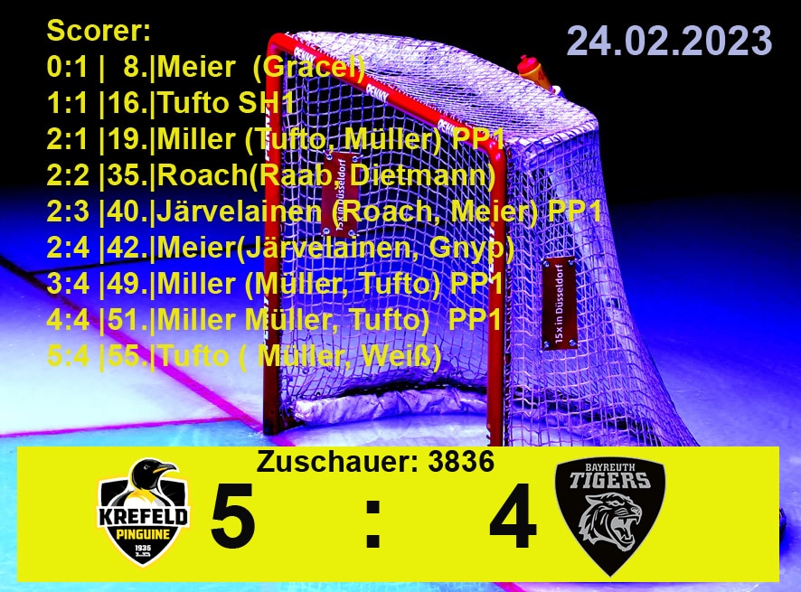 Krefeld Pinguine vs. Bayreuth Tigers 24.02.2023