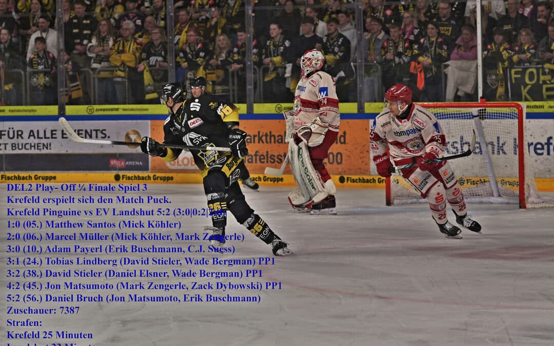 DEL2 1/4 Finale Sp.3 Krefeld Pinguine vs EV Landshut